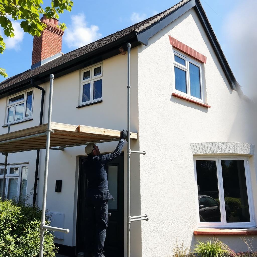 External wall insulation with fresh render finish