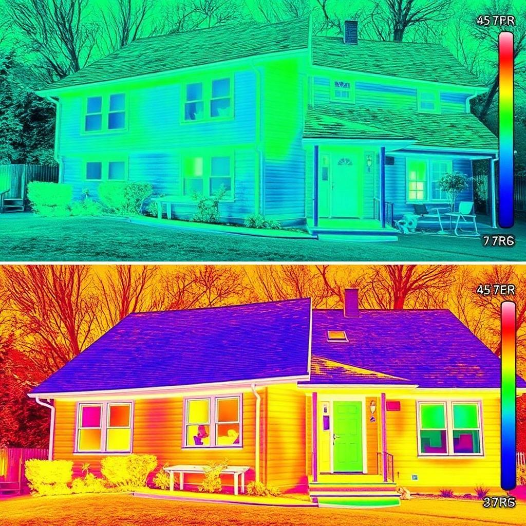 Thermal image showing minimal heat loss after insulation